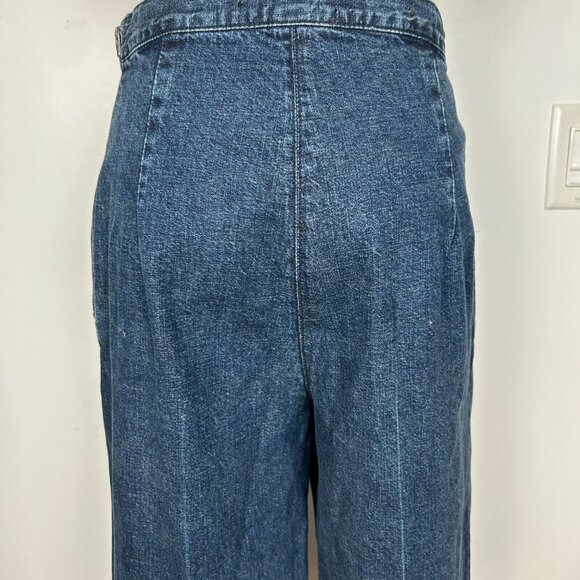 Rachel Comey Women Blue Straight Leg Cut-Off Side Zip Cotton Pull On Jeans 4 - Picture 3 of 9
